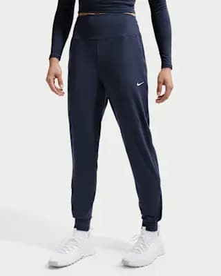 Nike One Women's High-Waisted Full-Length Knit Joggers Midnight Navy/White [Body: 80% polyester/20% spandex; Pocket Bags: 75% polyester/13%, Machine Wash, XXS (00)-XXL (20–22)]