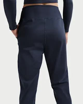 Nike One Women's High-Waisted Full-Length Knit Joggers Midnight Navy/White [Body: 80% polyester/20% spandex; Pocket Bags: 75% polyester/13%, Machine Wash, XXS (00)-XXL (20–22)]