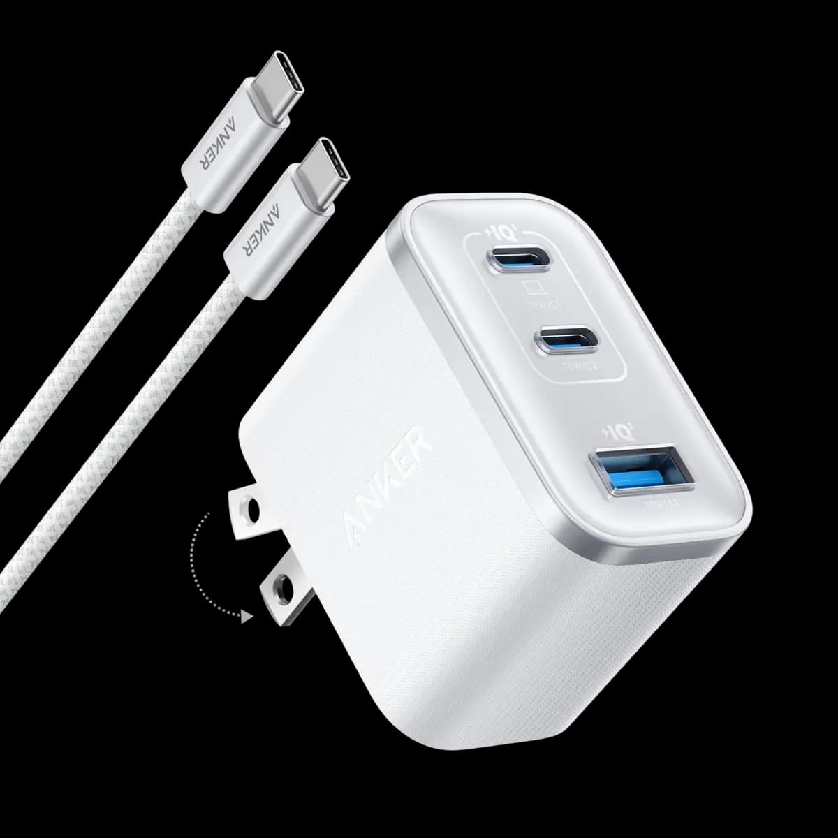 Anker Nano Charger (70W, 3 Ports) [70W, 100-240V~ 50 / 60Hz, 1.8A Max, 5V⎓3A / 9V⎓3A / 15V⎓3A / 20V⎓3.5A (70W Max)]