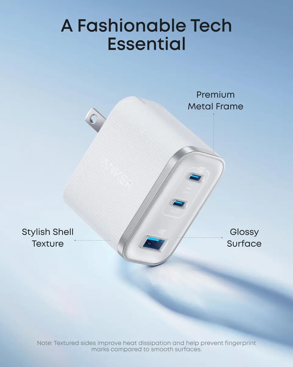Anker Nano Charger (70W, 3 Ports) [70W, 100-240V~ 50 / 60Hz, 1.8A Max, 5V⎓3A / 9V⎓3A / 15V⎓3A / 20V⎓3.5A (70W Max)]