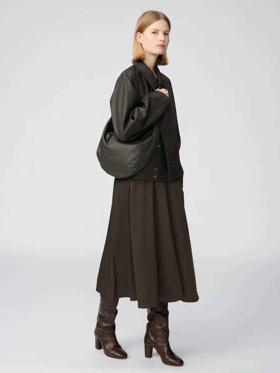 Uniqlo Coated Cotton Shoulder Bag Black [Imported, Do not wash, Do not dry clean, Capacity: approximately 7 L.]