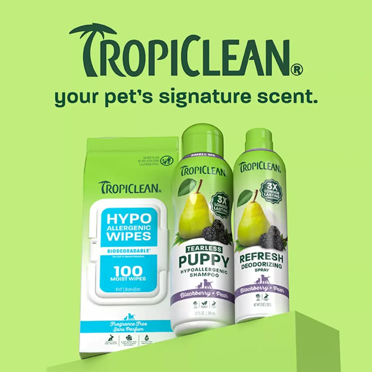 TropiClean® Tearless Hypoallergenic Puppy Shampoo, 3x Longer Lasting Scent - Blackberry Pear 20 oz [Description and Overview TROPICLEAN TEARLESS PUPPY HYPOALLERGENIC, Product Brand