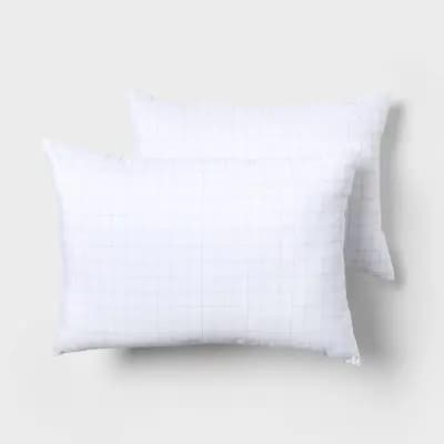 Standard/Queen 2pk Firm Support Dorm Bed Pillows Cover Made with Recycled Materials Moisture Wicking Allergy Protection - Room Essentials™ [3 Pounds, Rectangle (shape), 100% Polyes