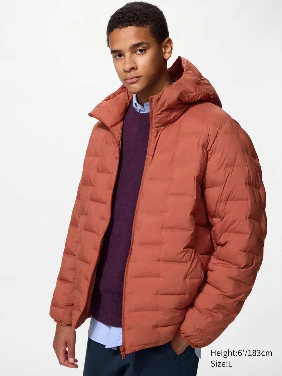 Uniqlo PUFFTECH Parka Orange [Imported, Hand wash cold, Do not dry clean, ORANGE]
