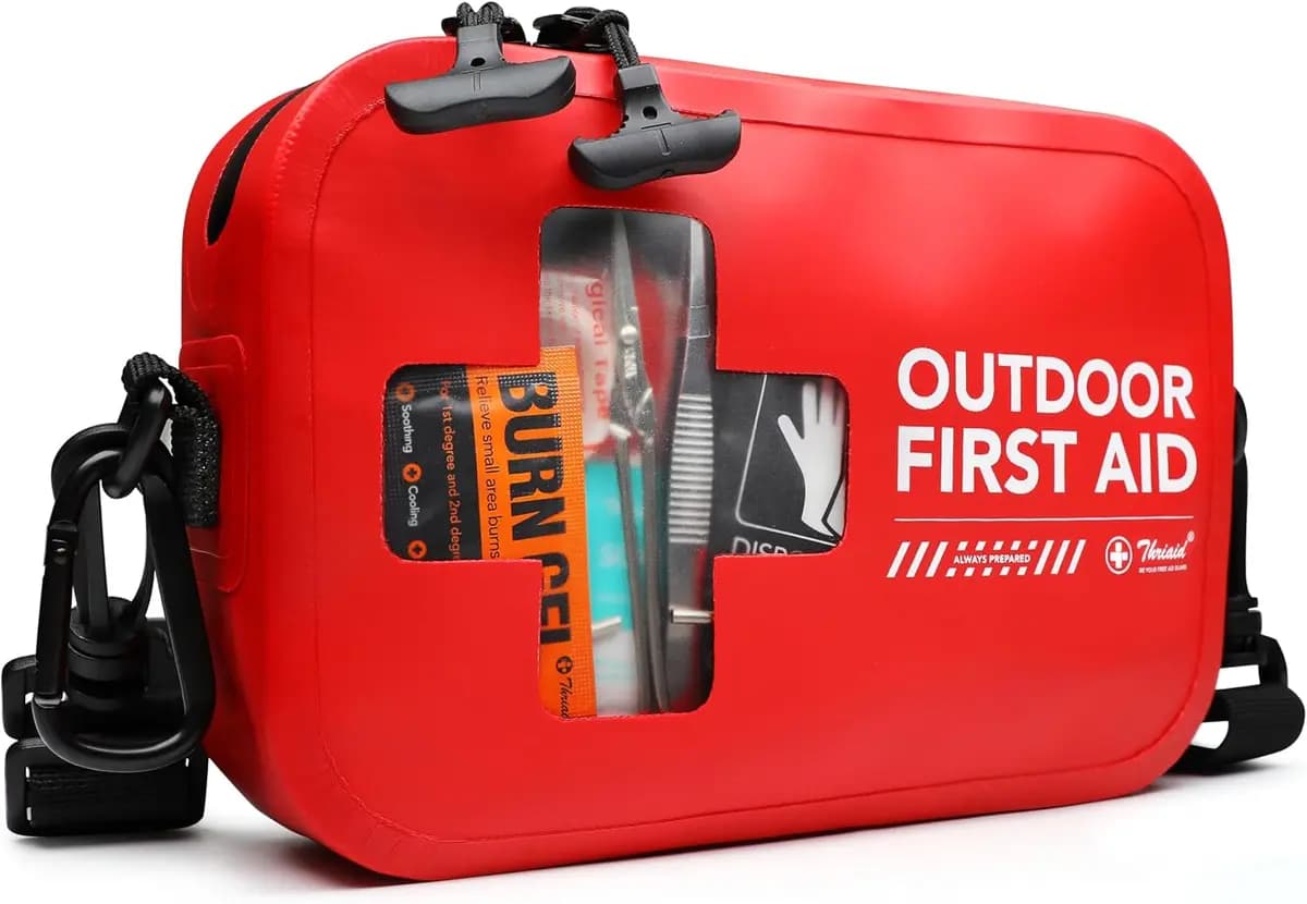 THRIAID 152 PCS Waterproof First Aid Kit, Small Portable Outdoor Boat Safety Bag [THRIAID, Waterproof, 152]