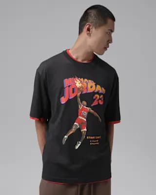 Jordan Brooklyn Men's Graphic T-Shirt Off Noir [Off Noir, Ribbed collar, 100% cotton]