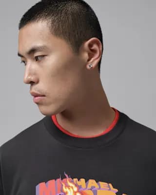 Jordan Brooklyn Men's Graphic T-Shirt Off Noir [Off Noir, Ribbed collar, 100% cotton]