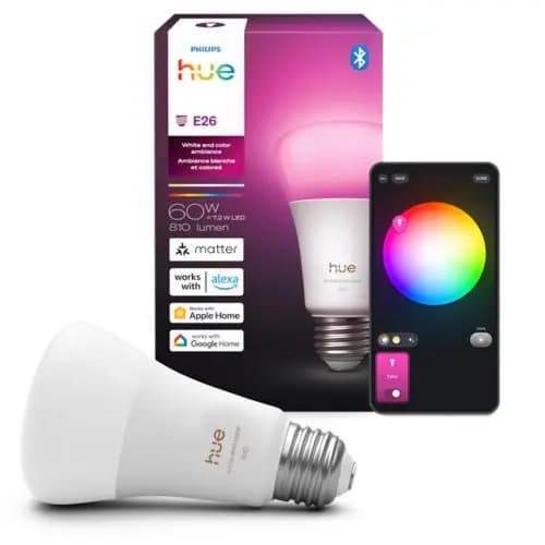 Philips Hue White and color ambiance 60W A19 - E26 smart bulb [Standby power consumption 0.2 W, Color temperature 1000-20000 K, Power 7.2 W]