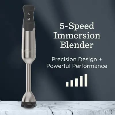 Vitamix Immersion Blender 5-Speed Silver/Black: Stainless Steel Hand Blender, 625W, Scratch-Resistant, 5 ft Cord [625 Watts, Stainless Steel, 0 fl oz (US)]