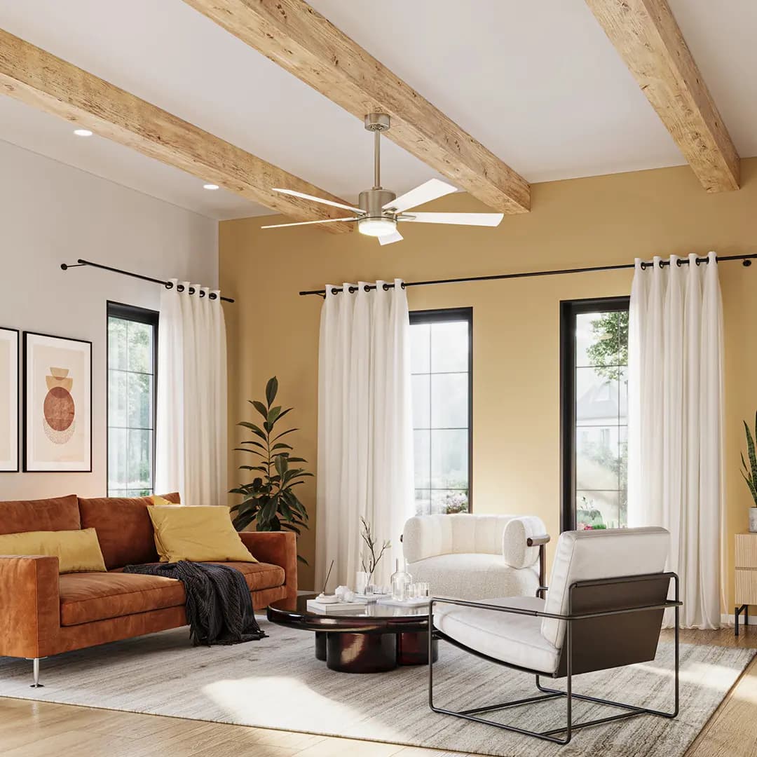 Kichler Lucian Ceiling Fan Brushed Nickel [Attribute 52", Attribute 5 Blades, Attribute 3000K]