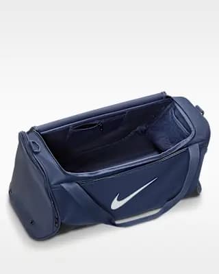 Nike Brasilia Training Duffel Bag (Medium, 60L) Midnight Navy/Black/White [100% polyester, Spot clean, ONE SIZE]