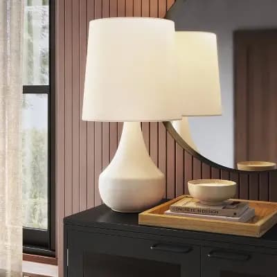 21.75"x11.5" Montreal Wren Assembled Table Lamp White - Threshold™ [4.33 Pounds, Empire, Linen]