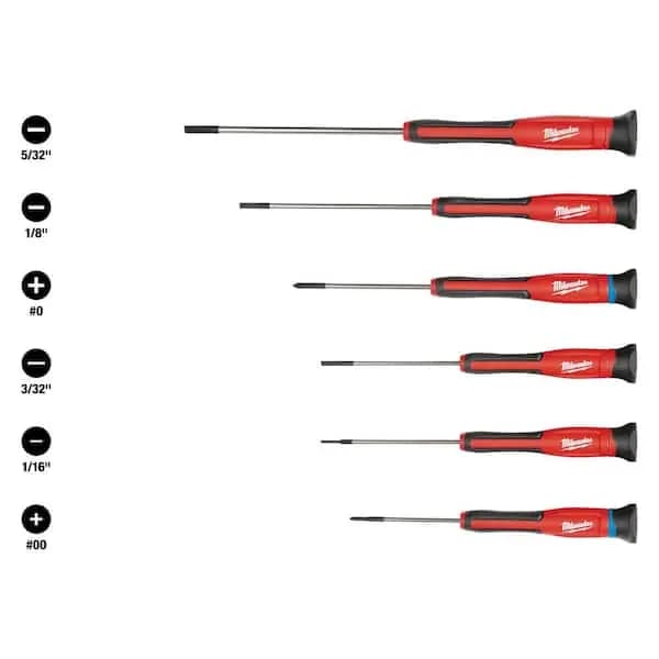 Milwaukee Precision Phillips Screwdriver Set (6-Piece), 48-22-2606 [Drive Style: Phillips, Hand Tool Type: Individual or Specialty Screwdriver, Individual/Set: Set]