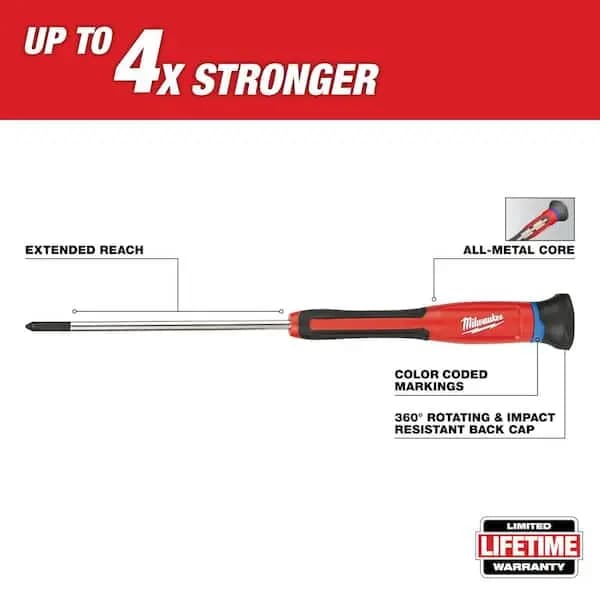 Milwaukee Precision Phillips Screwdriver Set (6-Piece), 48-22-2606 [Drive Style: Phillips, Hand Tool Type: Individual or Specialty Screwdriver, Individual/Set: Set]