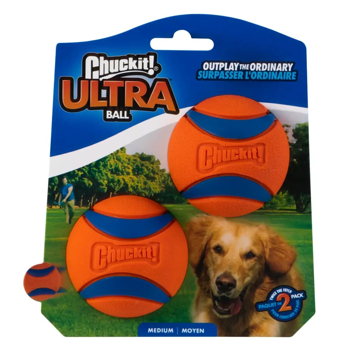 Chuckit! Ultra Ball Durable Bouncy Ball Dog Toy 2 Pack, Small [Features Natural rubber ball floats, Includes 2PK Ultra Ball, Intended For Dogs, Activity Fetch]