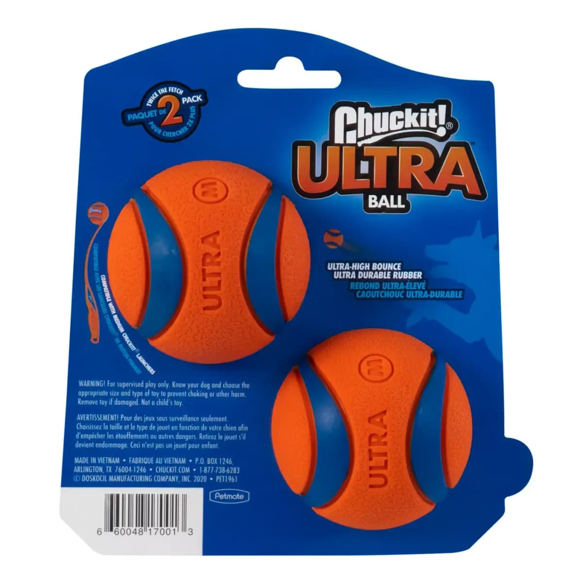 Chuckit! Ultra Ball Durable Bouncy Ball Dog Toy 2 Pack, Small [Features Natural rubber ball floats, Includes 2PK Ultra Ball, Intended For Dogs, Activity Fetch]