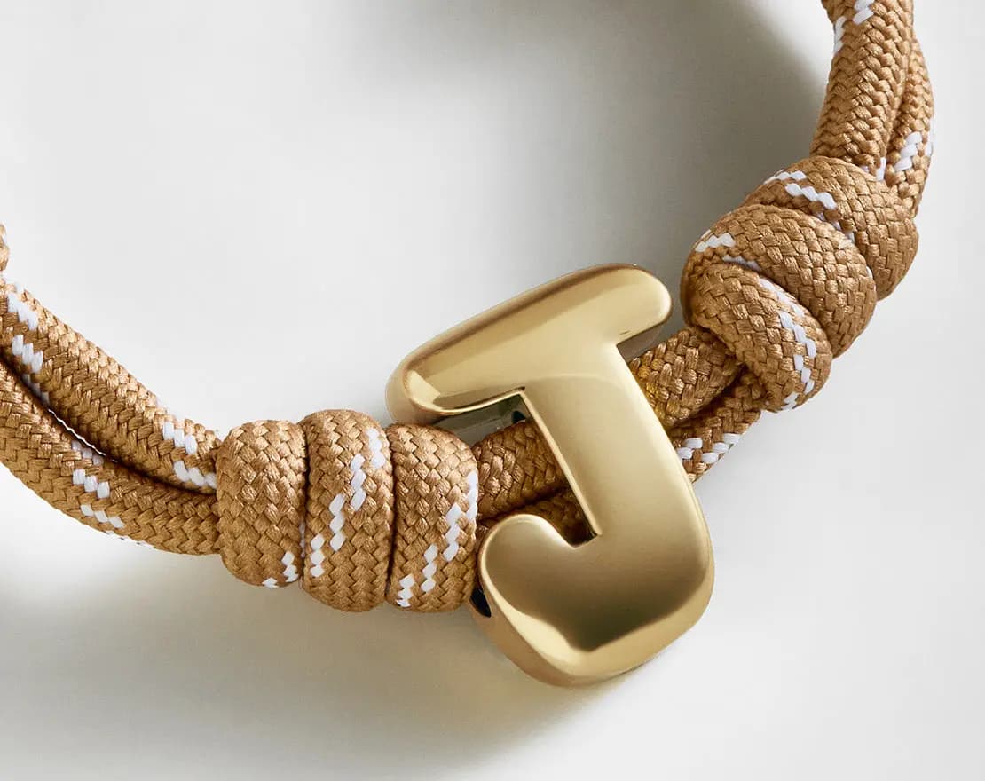 BaubleBar Knotty Initial Custom Bracelet - Light Brown Single Letter Gold [Adjustable pull-tie so you can get a perfect fit, Personalized with the capital letter of yo, Choose from