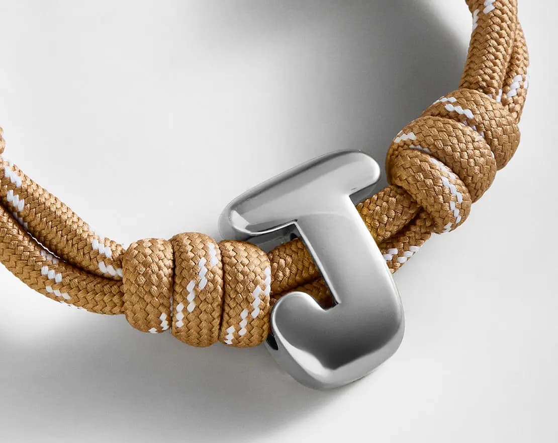 BaubleBar Knotty Initial Custom Bracelet - Light Brown Single Letter Gold [Adjustable pull-tie so you can get a perfect fit, Personalized with the capital letter of yo, Choose from