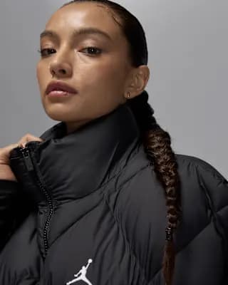 Jordan Brooklyn Women's Therma-FIT Quilted Puffer Vest Black/White [Body/Lining/Fill: 100% polyester, Machine wash, XS (0–2)-XXL (20–22)]