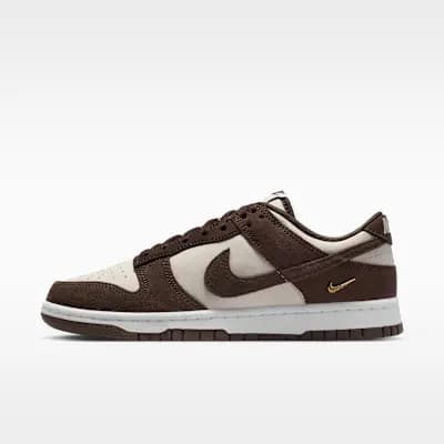 Nike Dunk Low Suede Women's Shoes Light Orewood Brown/White/Metallic Gold/Baroque Brown [Padded collar, IO4244-102]