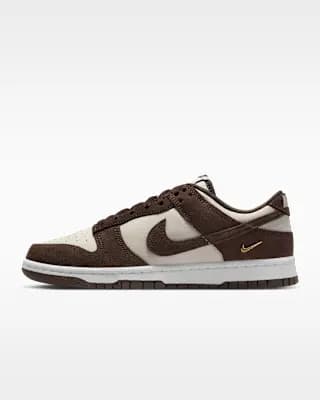 Nike Dunk Low Suede Women's Shoes Light Orewood Brown/White/Metallic Gold/Baroque Brown [Padded collar, IO4244-102]