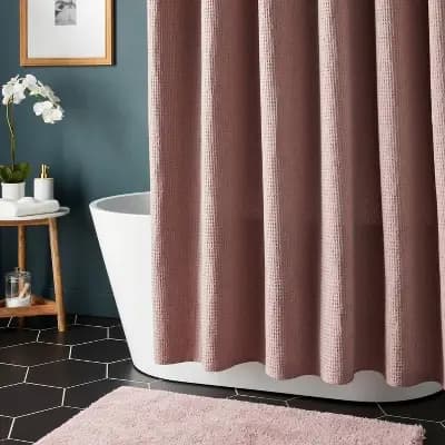 Threshold Waffle Weave Shower Curtain Mauve - Thresholdâ„¢ [100% Cotton, 2.15 Pounds, 72 Inches (H) x 72 Inches (W)]