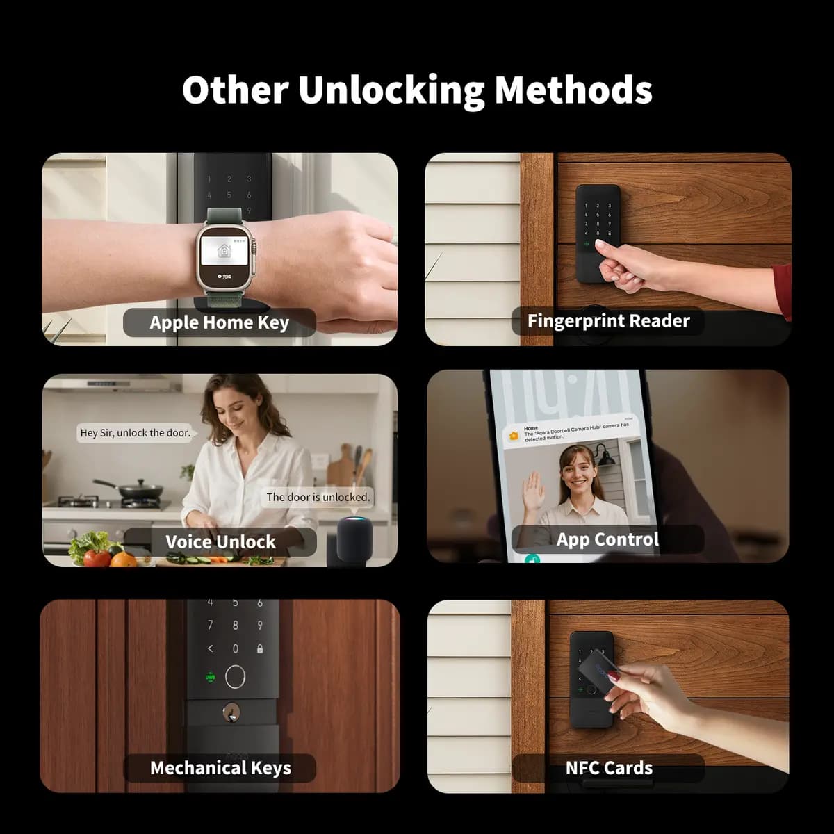 Aqara Smart Lock U400 Silver [rechargeable lithium battery, up to 6 months per charge, IP65-rated exterior, up to 50]