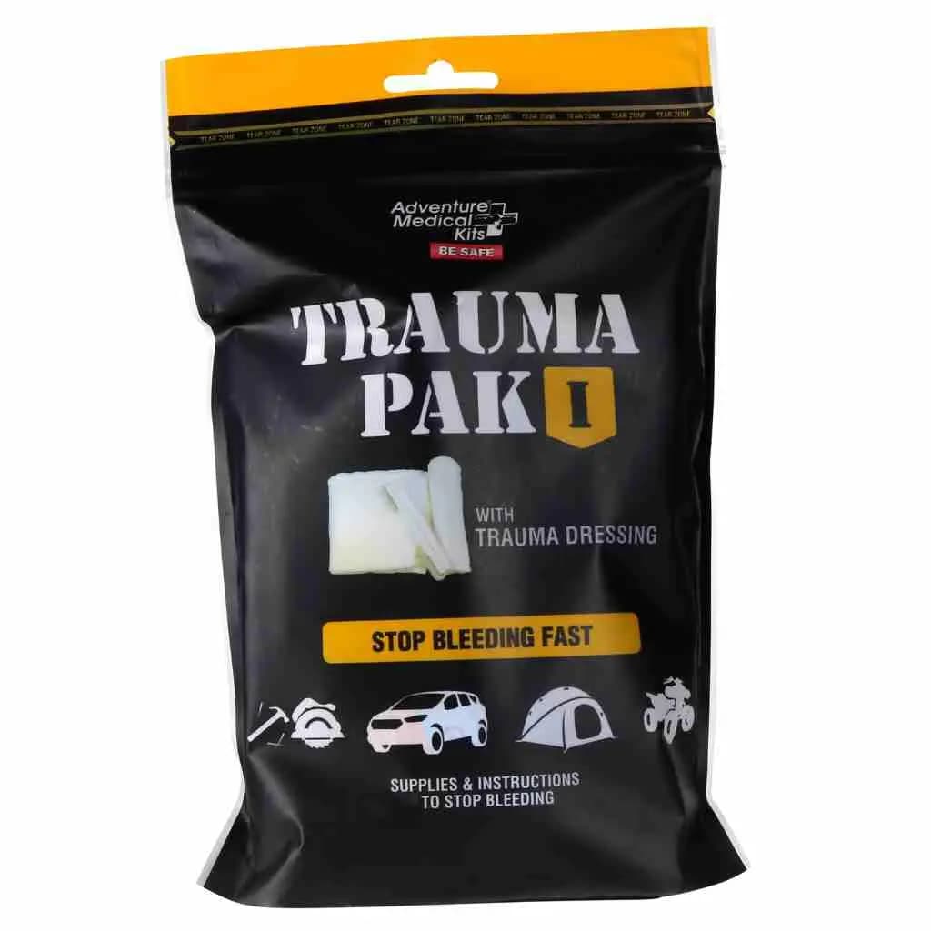 Adventure Medical Kits Trauma Pak 1 First Aid Kit for Wound Dressing [Less Than 5 oz, Waterproof, EMT Shears]