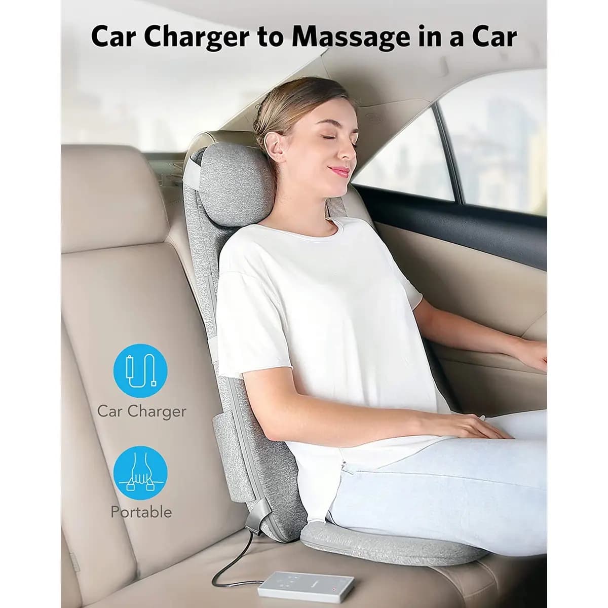 Naipo Full Body Shiatsu Massage Cushion, Gray [6 shiatsu nodes, 3 back zones, heat]