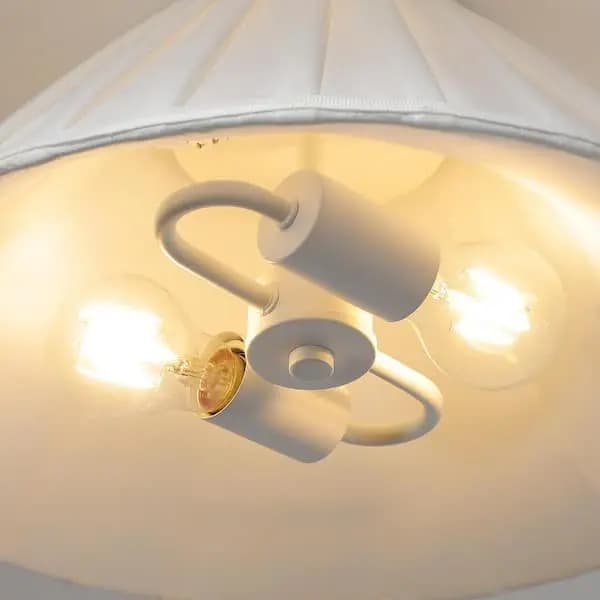 PAUMAN 15.74" 2-Light Fabric Flush Mount Ceiling Light Fixture, FS-260033 [Dimmable Capability: Dimmable, Exterior Fixture Type: Flush Mount, Features: Switch Controlled]