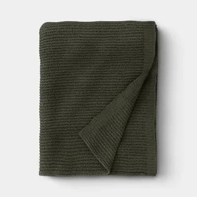 Threshold Chenille Throw Blanket Dark Sage Green - Thresholdâ„¢ [100% Recycled Polyester, Lightweight Fabric, OEKO-TEX STANDARD 100]