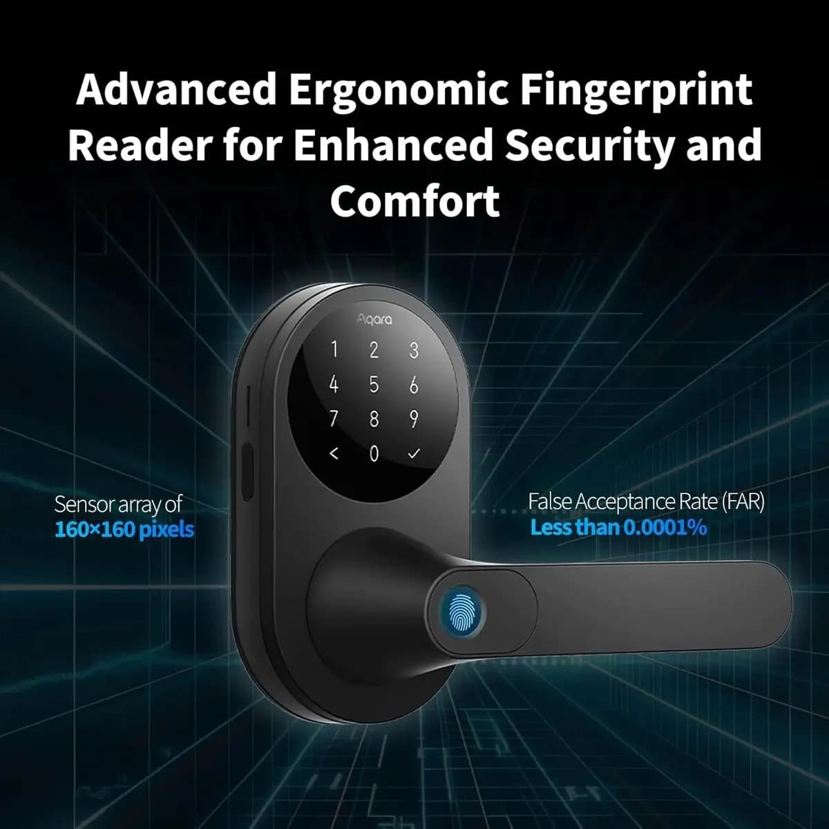 Aqara Smart Lock U300 Black [2290g (5.05 lb), Thread, Bluetooth 5.1, NFC, 140 x 76 x 73.5 mm (5.5 x 2.99 x 2.89 in.)]