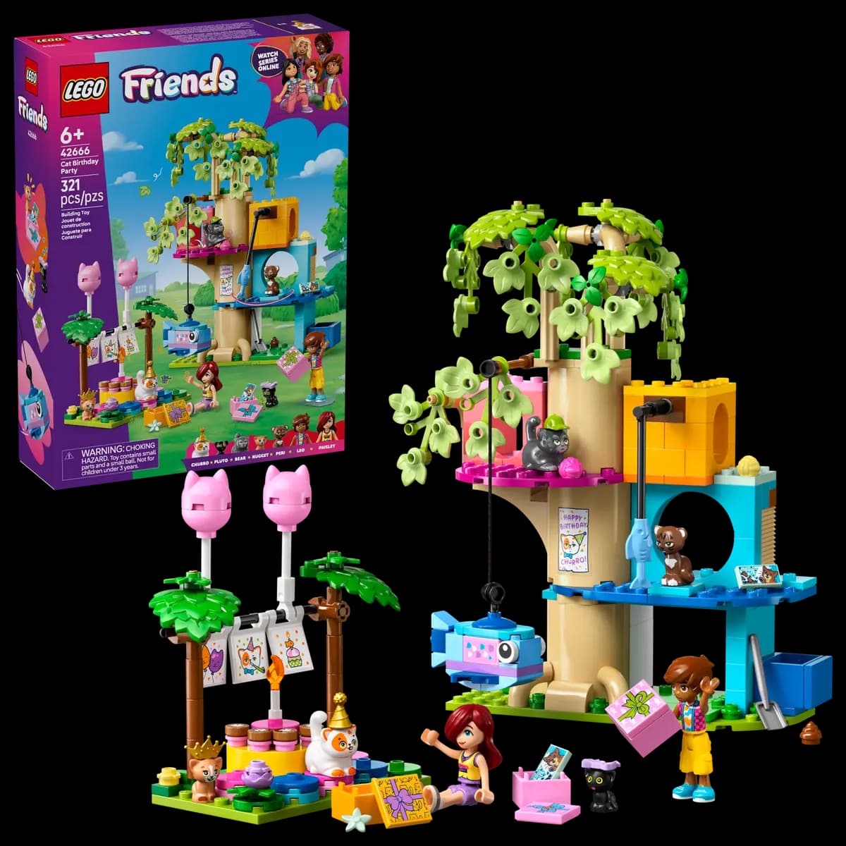 LEGO Cat Birthday Party & Tree House 42666 [321 pieces, ages 6+, Friends]
