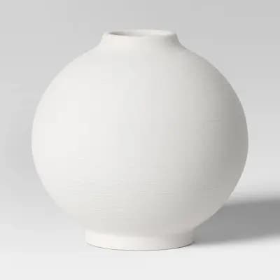 Modern Textured Ceramic Round Vase White - Threshold™ [7.75 Inches (H) x 8 Inches (W), 3.12 Pounds, Ceramic]