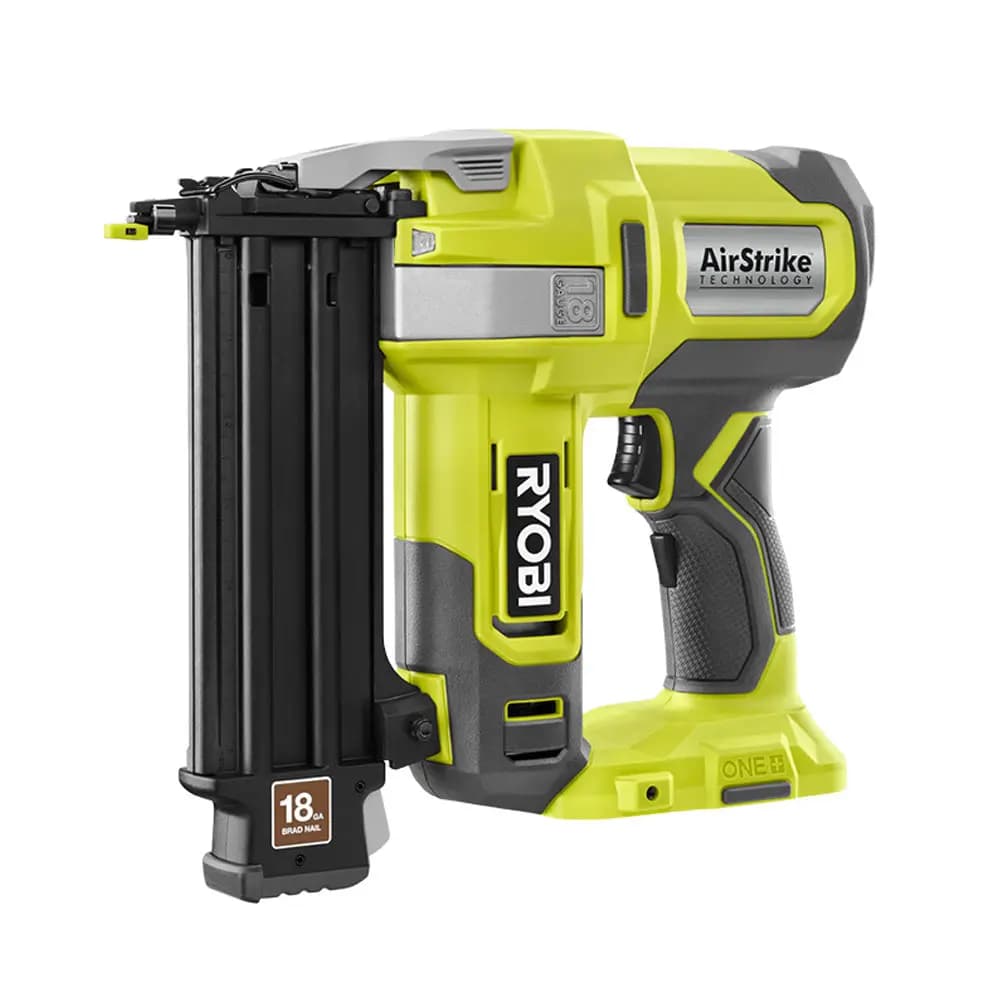 RYOBI 18V ONE+ AirStrike 18GA Brad Nailer [Type of Nails 18GA Brad Nails, Nail Range 5/8" to 2", Fastener Collation Glue Strip]