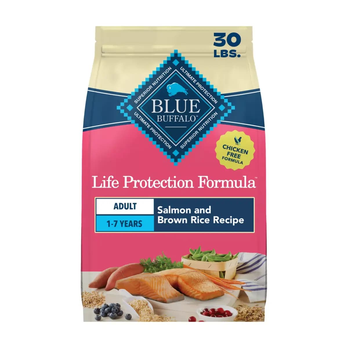 Blue Buffalo Life Protection Formula Salmon Adult Dry Dog Food, Chicken Free [Species Dog, Brand Blue Buffalo, Food Type Kibble, Breed Size All, Small, Medium, Large]
