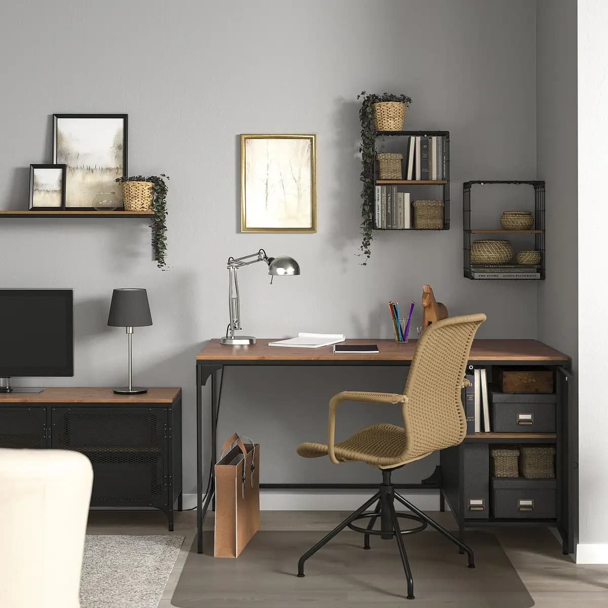 IKEA FJÄLLBO Desk, black [Width 55 1/8 ", Depth 27 1/2 ", Height 29 1/2 "]