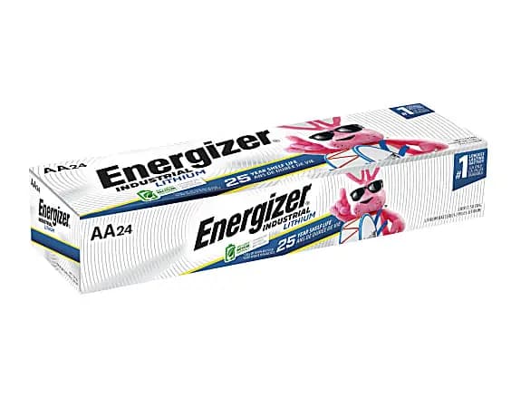 Energizer® Industrial Lithium AA Batteries, Pack Of 24 Batteries, L91 [battery capacity 3000 mA, battery size AA, Number of Batteries Per Pack/Box 24, Number of Packs/Boxes 1]