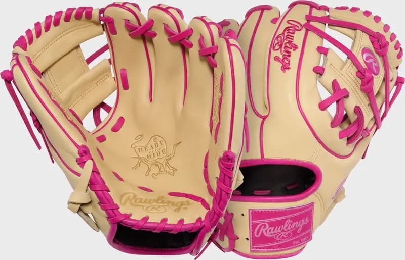 Rawlings Heart of the Hide 11.25-Inch Infield Glove, Right Hand Throw [Conventional, Camel/Berry, Standard]