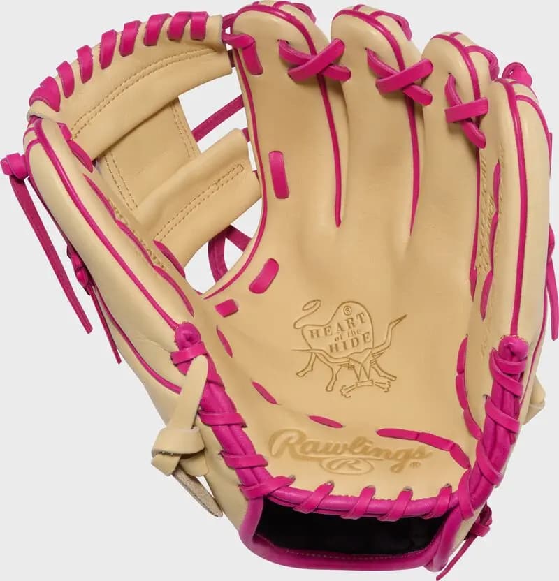 Rawlings Heart of the Hide 11.25-Inch Infield Glove, Right Hand Throw [Conventional, Camel/Berry, Standard]