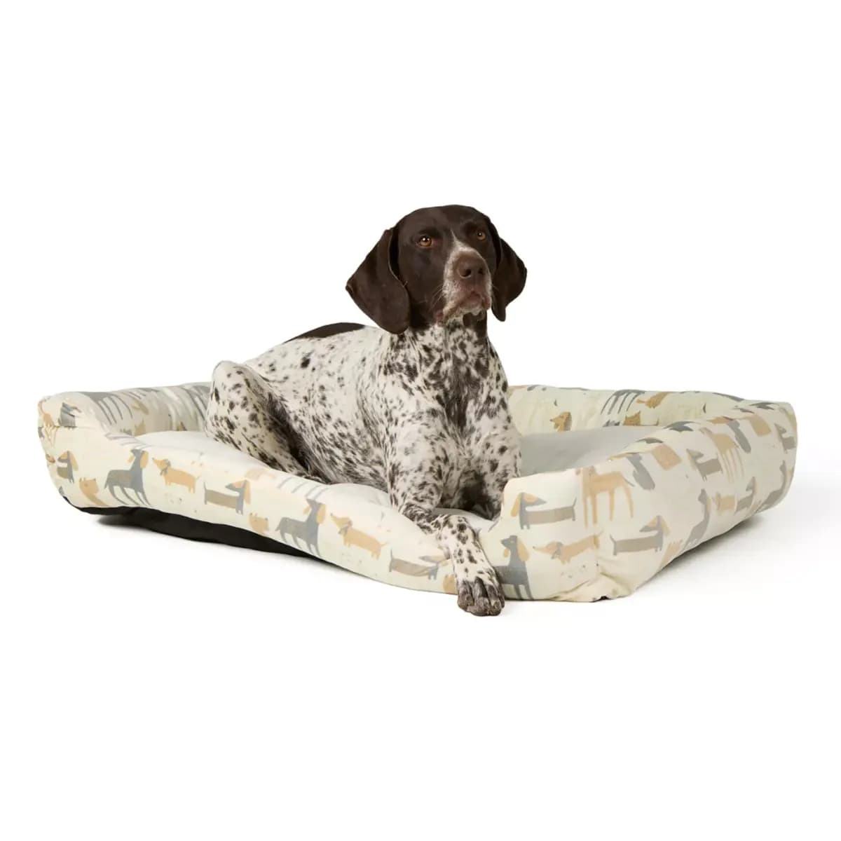 Top Paw® Dog Print Tan Cuddler Dog Bed, Small, Medium, Large, Extra Large [Includes 1 Cuddler Bed, Color Tan, Brown, Grey, & White, Environment Indoors, Dimensions 40 L X 30 W X 8