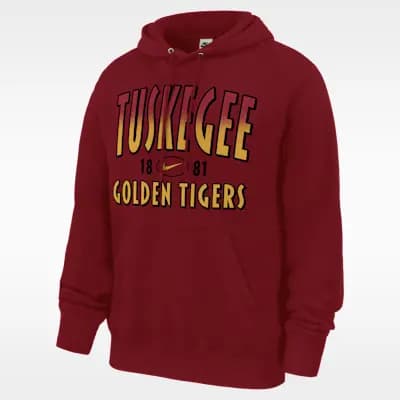 Nike College (Tuskegee) Men's Club Fleece Pullover Hoodie Team Crimson [Team Crimson, Standard fit for a relaxed, easy feel., 80% cotton/20% polyester]