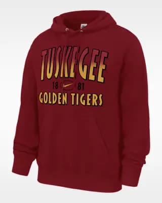 Nike College (Tuskegee) Men's Club Fleece Pullover Hoodie Team Crimson [Team Crimson, Standard fit for a relaxed, easy feel., 80% cotton/20% polyester]