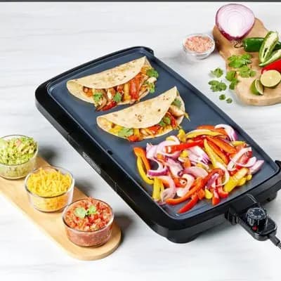 BLACK+DECKER 20" Family-Sized Electric Griddle Black: Nonstick, Tabletop, Temperature Control, 1500W [1500 Watts, Ceramic, Painted]