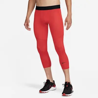 Nike Pro Men's Dri-FIT 3/4-Length Fitness Tights University Red/Black [University Red/Black, Machine wash, Imported]