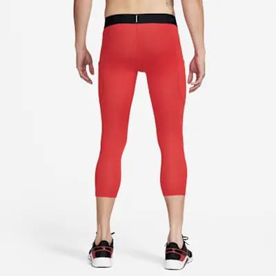 Nike Pro Men's Dri-FIT 3/4-Length Fitness Tights University Red/Black [University Red/Black, Machine wash, Imported]