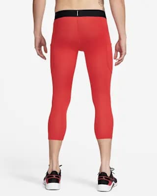 Nike Pro Men's Dri-FIT 3/4-Length Fitness Tights University Red/Black [University Red/Black, Machine wash, Imported]