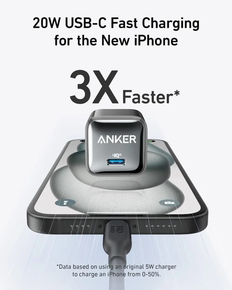 Anker Nano Charger (20W) [USB, 20 watts, 1.16 x 1.16 x 1.18 inches]