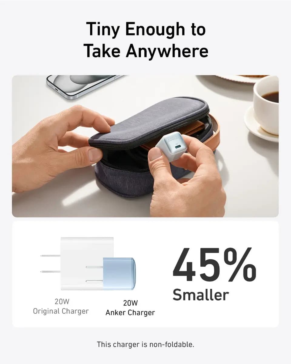 Anker Nano Charger (20W) [USB, 20 watts, 1.16 x 1.16 x 1.18 inches]