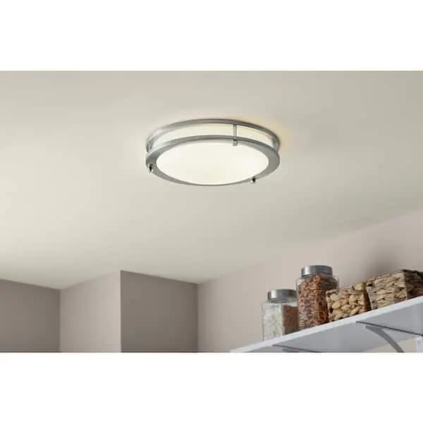 Hampton Bay Flaxmere 12 in. Modern Brushed Nickel 5 CCT Integrated LED Flush Mount for Kitchens or Bedrooms, HB1023C5CCT-35 [Actual Color Temperature (K): 2700,3000,3500,4000,5000,